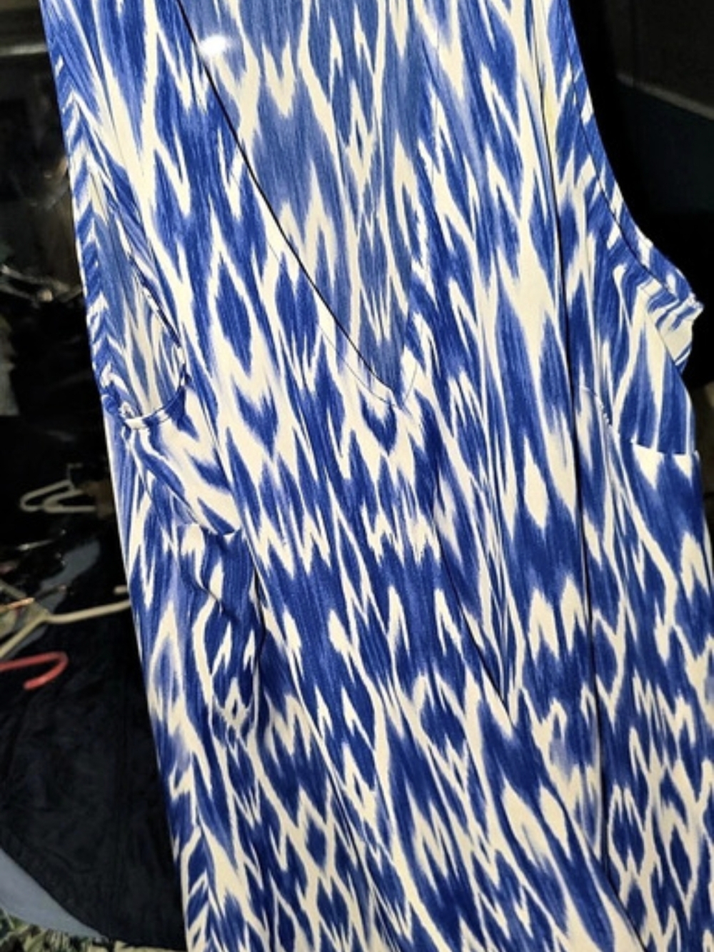 Laundry by Shelli Segal Abstract Maxi Dress in Blue & White Size Small Like New